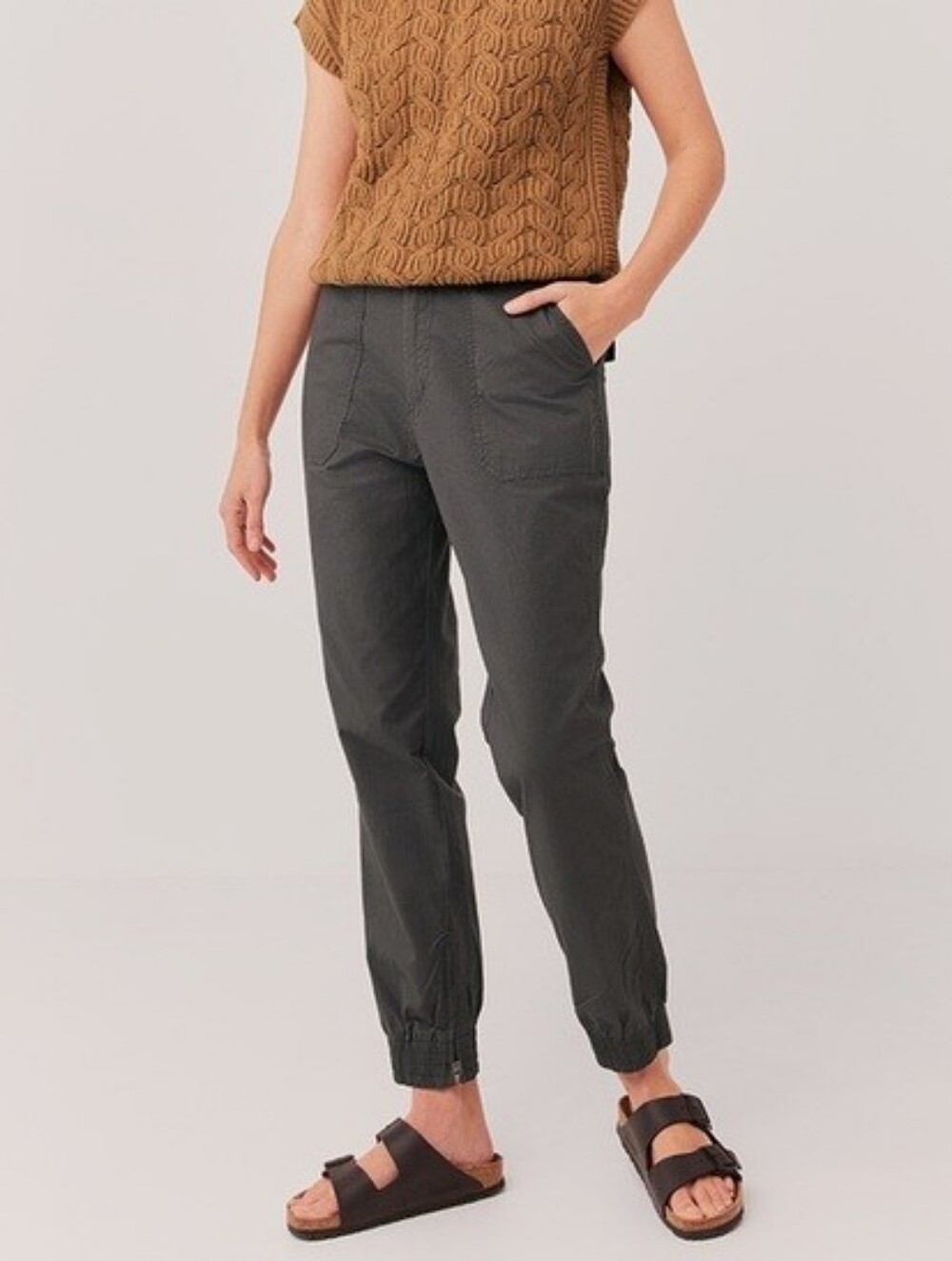 Pact Gray Cotton Midrise Zip Ankle Gorpcore Utility Jogger Pants size Small